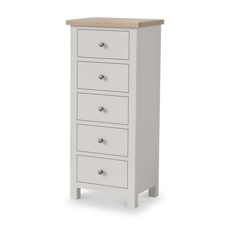 Modern Tall Chest - 5 Drawer - Grey Painted