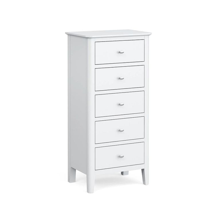 Hampstead Narrow Chest of Drawers - 5 Drawer - White