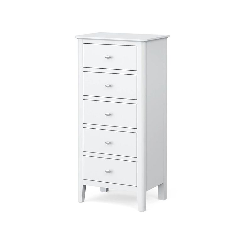 Hampstead Narrow Chest of Drawers - 5 Drawer - White