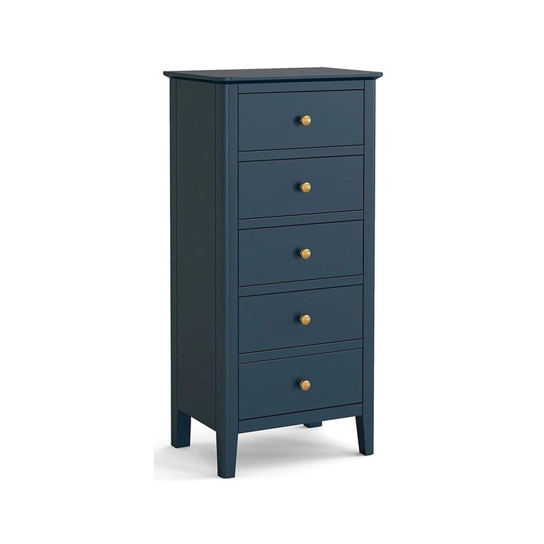 Harrogate Narrow Chest of Drawers - 5 Drawer - Blue