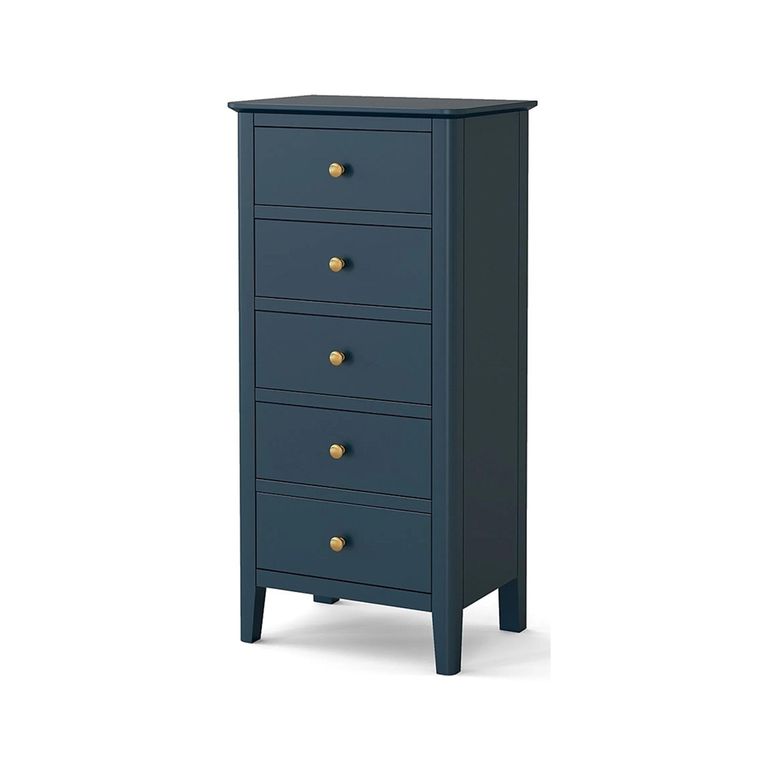 Harrogate Narrow Chest of Drawers - 5 Drawer - Blue