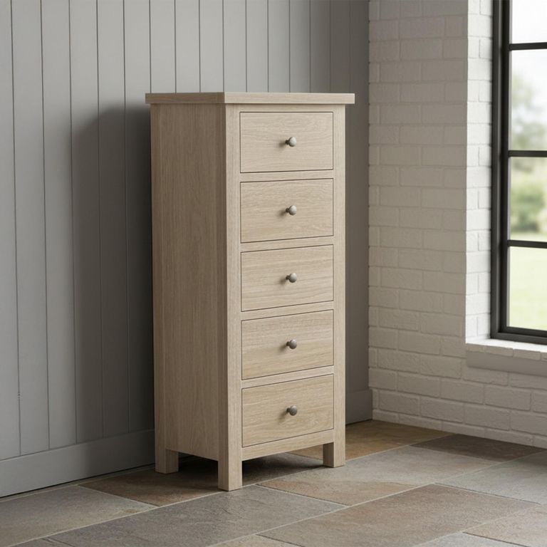 Modern Country Oak - Tall Chest - 5 Drawer