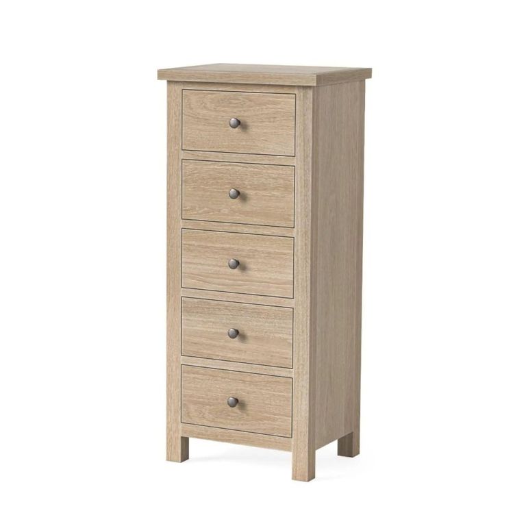 Modern Country Oak - Tall Chest - 5 Drawer
