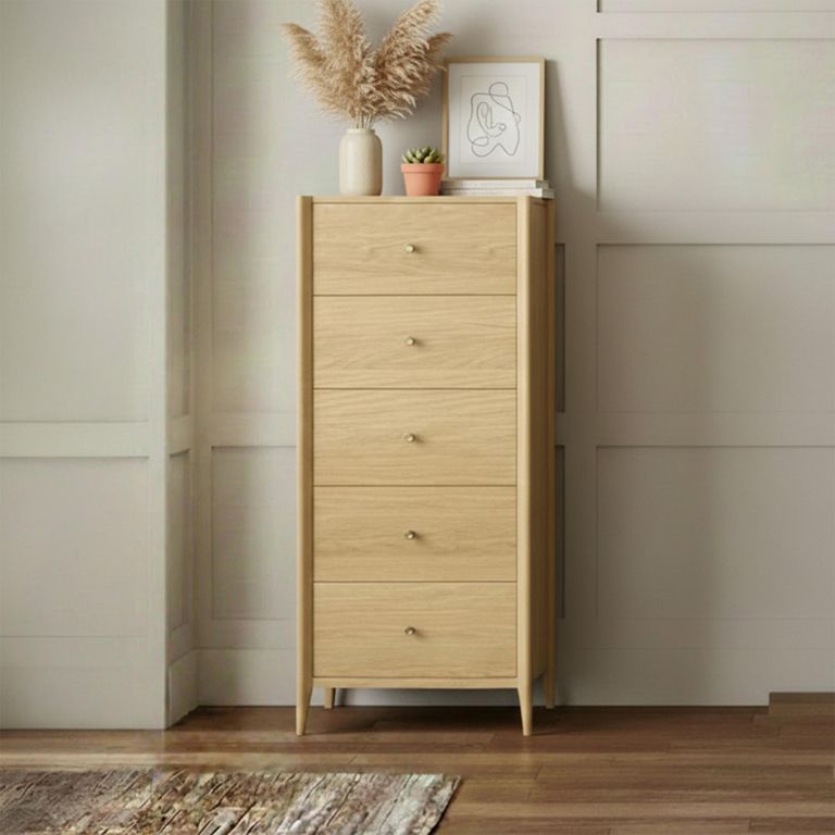 Paris Tallboy Chest - 5 Drawer - Oak