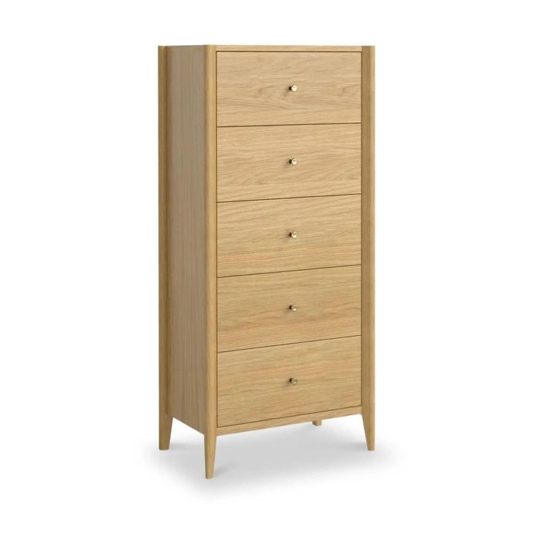 Paris Tallboy Chest - 5 Drawer - Oak