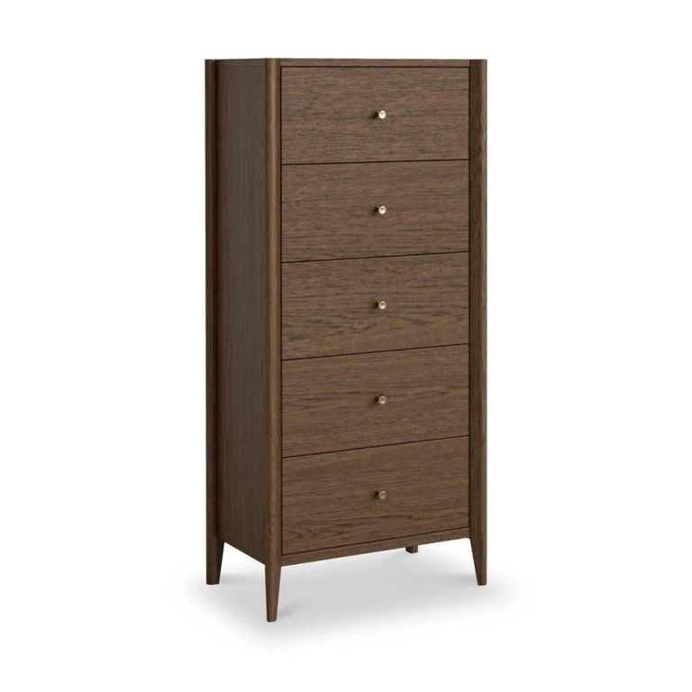 Paris Tallboy Chest - 5 Drawer - Dark Oak