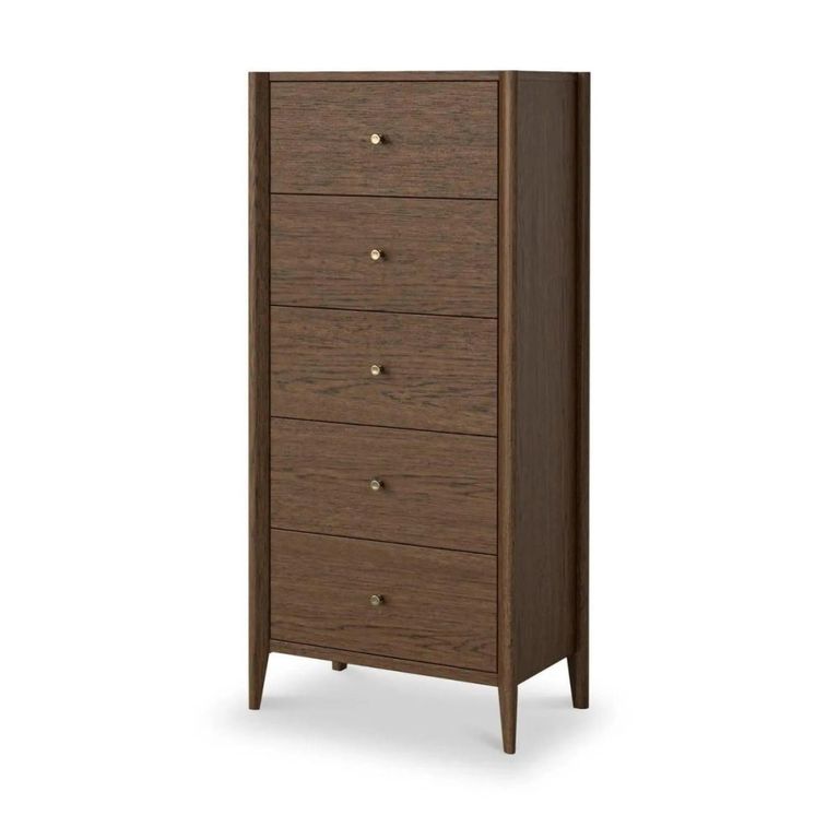 Paris Tallboy Chest - 5 Drawer - Dark Oak