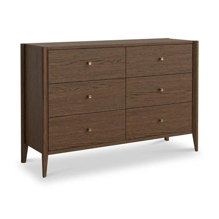 Paris Wide Chest - 6 Drawer - Dark Oak