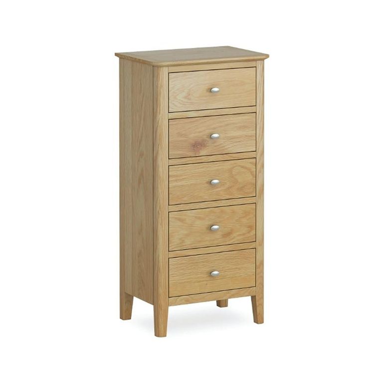 Bath Narrow Chest of Drawers - 5 Drawer - Oak