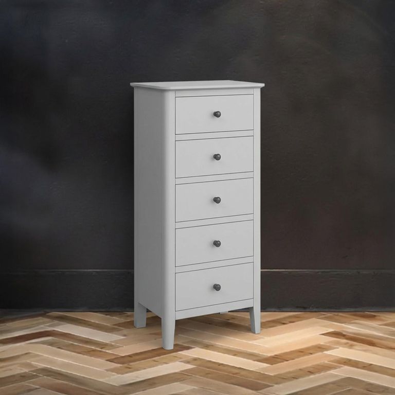 Stowe Narrow Chest - 5 Drawer - Grey