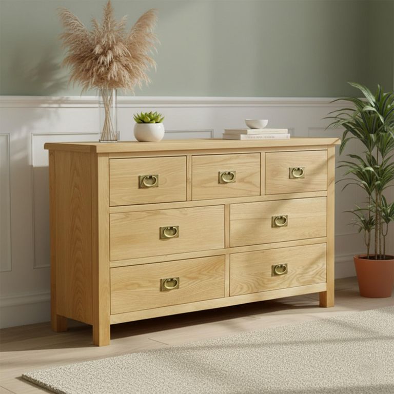 Salisbury Lite Wide Chest - 3+4 Drawer - Oak