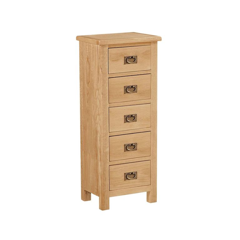 Salisbury Lite Narrow Chest - 5 Drawer - Oak
