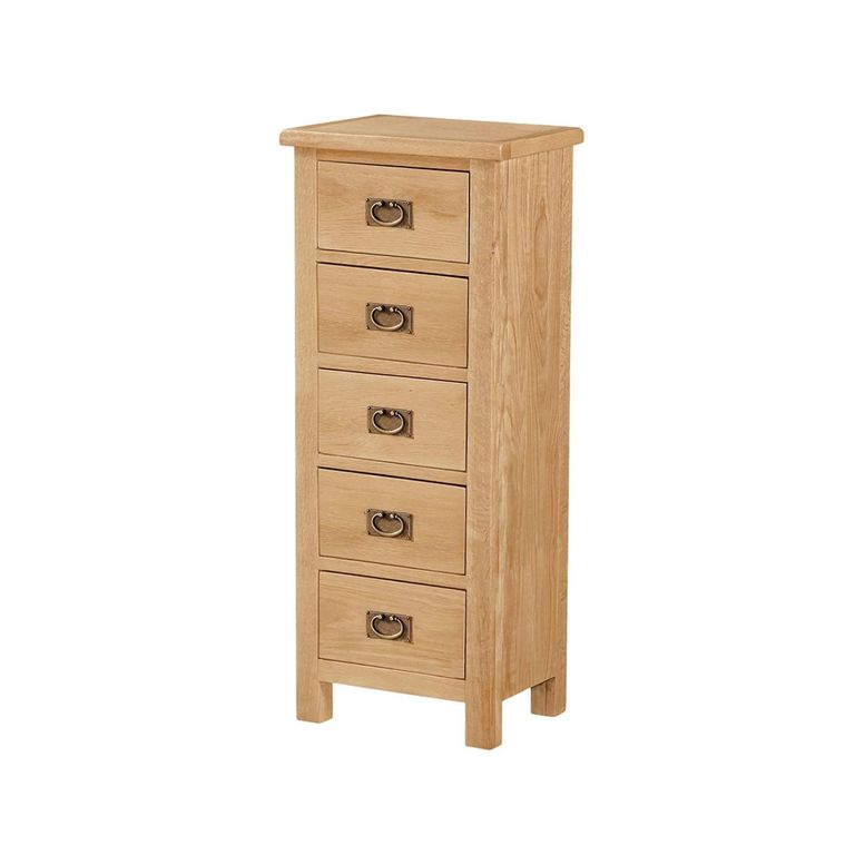 Salisbury Lite Narrow Chest - 5 Drawer - Oak