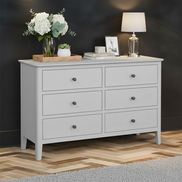 Stowe Wide Chest - 6 Drawer - Grey