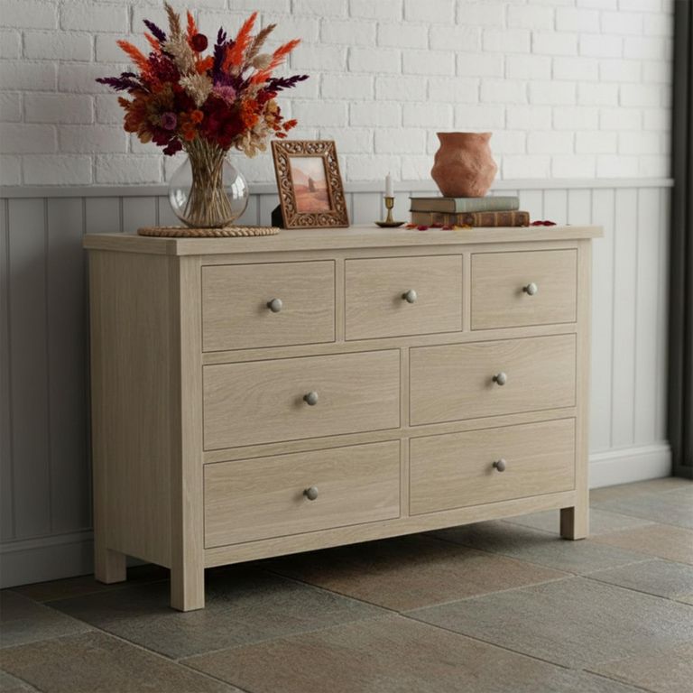 Modern Country Oak - Wide Chest of Drawers - 3+4 Drawer
