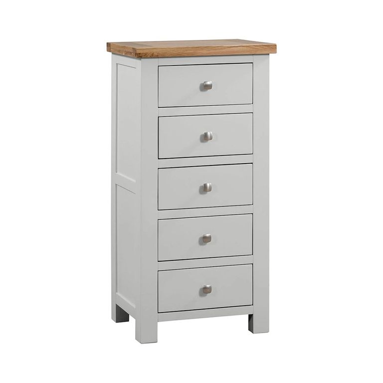 Lundy Narrow Chest - 5 Drawer - Grey Painted