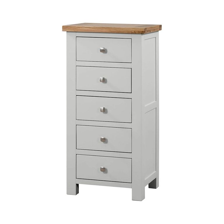 Lundy Narrow Chest - 5 Drawer - Grey Painted
