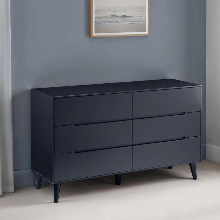 Alicia Black Wide Chest - 6 Drawer
