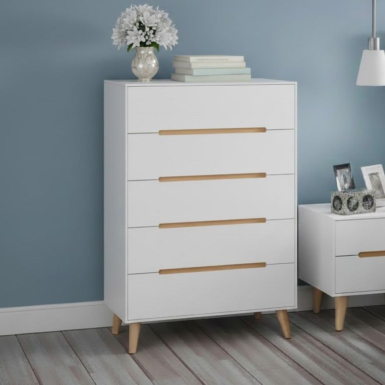 Alicia White Midi Chest - 5 Drawer