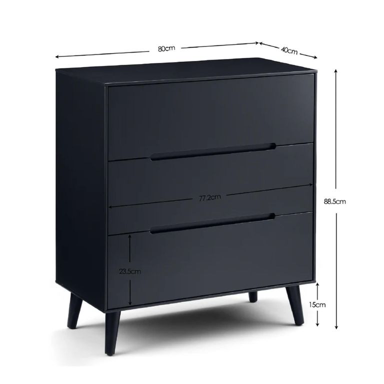 Alicia Black Small Chest - 3 Drawer