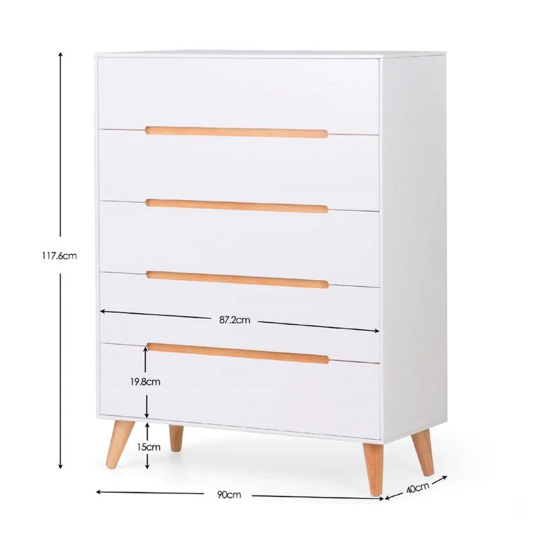 Alicia White Midi Chest - 5 Drawer