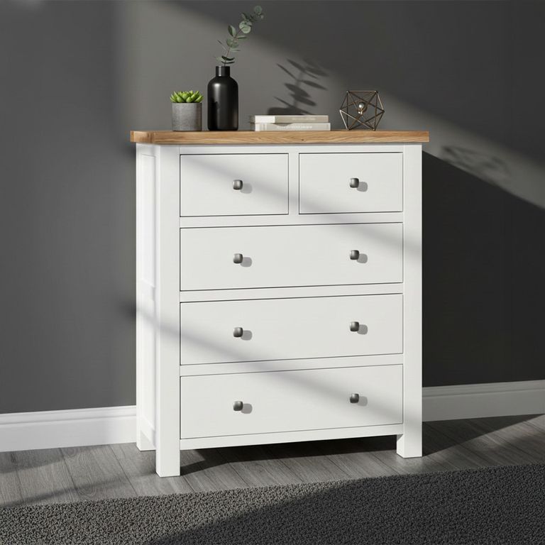 Lundy Chest - 2+3 Drawer - White Painted