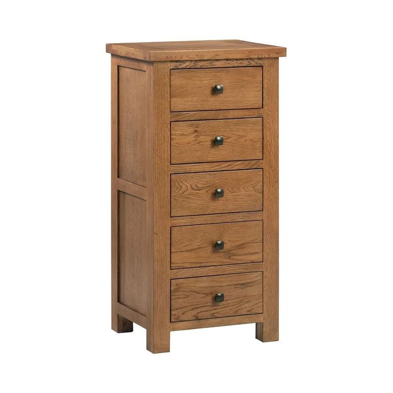 Original Narrow Chest - 5 Drawer - Rustic Oak