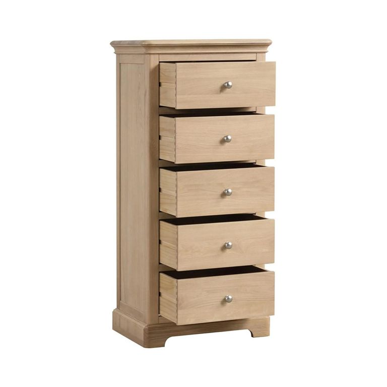 Cromwell Narrow Chest - 5 Drawer - Oak