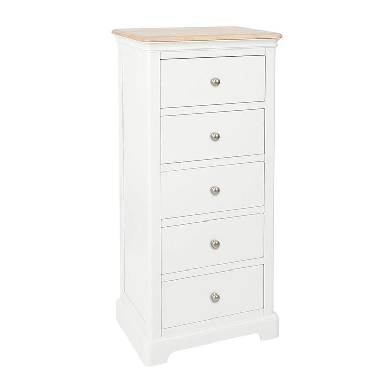 Cromwell Narrow Chest - 5 Drawer - White Painted
