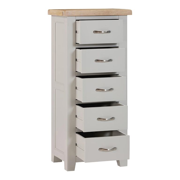Wilmont Narrow Chest - 5 Drawer - Grey Painted