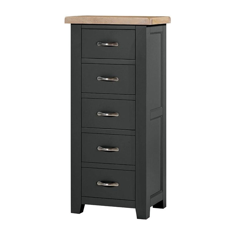 Wilmont Narrow Chest - 5 Drawer - Black Painted