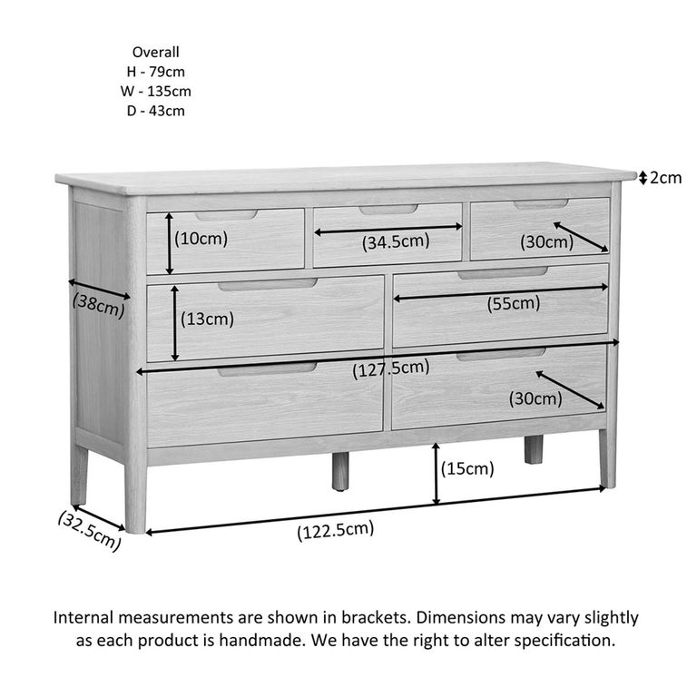 Twyford Wide Chest - 3+4 Drawer - Oak