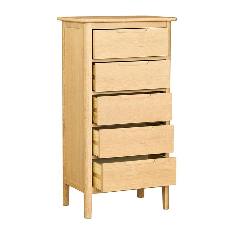 Twyford Narrow Chest - 5 Drawer - Oak