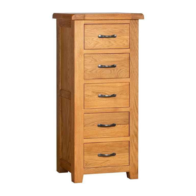 Somer Narrow Chest - 5 Drawer - Oak