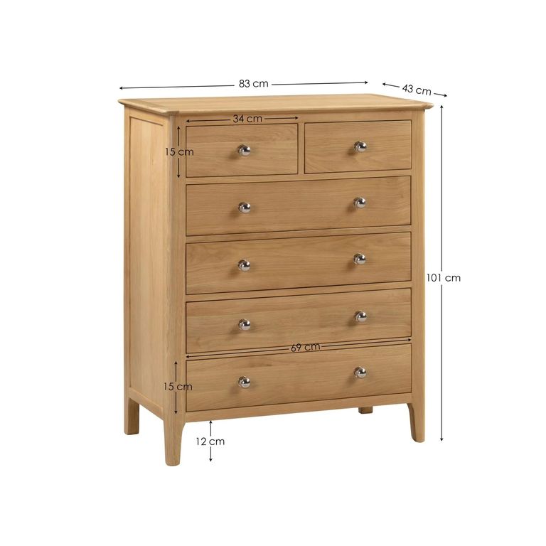 Cotswold Chest of Drawers - 4+2 Drawer - Oak