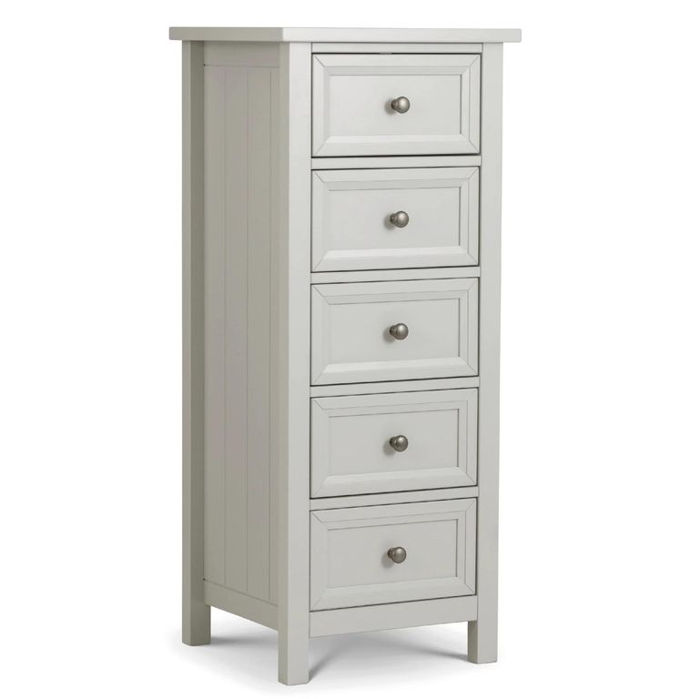 Maine Chest of Drawers - 5 Drawer - Narrow - Grey