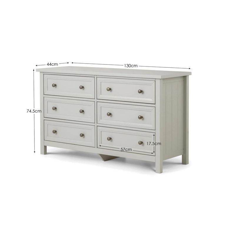 Maine Chest of Drawers - 6 Drawer - Wide - Grey