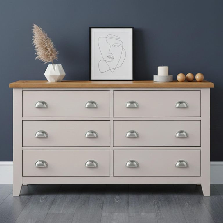 Richmond Chest of Drawers - 6 Drawer - Wide - Grey