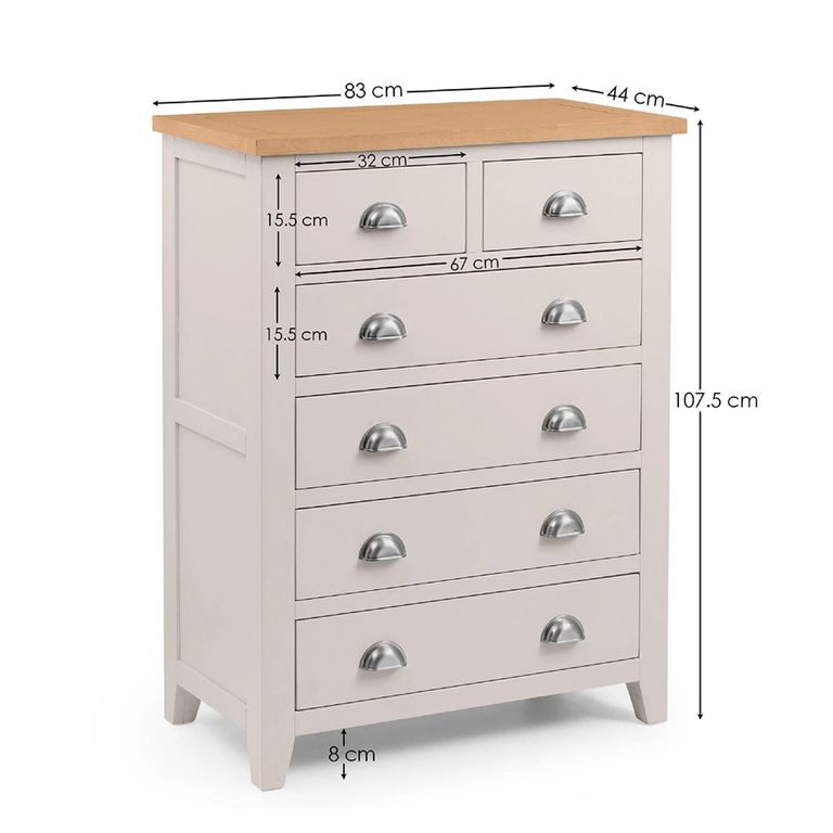 Richmond Chest of Drawers - 4+2 Drawer - Grey