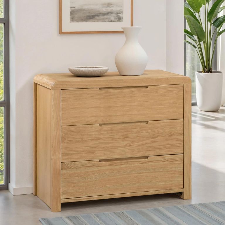 Curve Chest of Drawers - 3 Drawer - Small - Oak