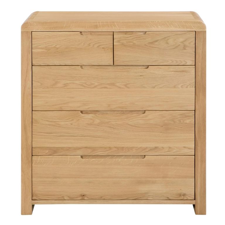 Curve Chest of Drawers - 3+2 Drawer - Oak