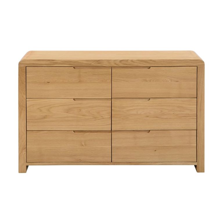 Curve Chest of Drawers - 6 Drawer - Wide - Oak