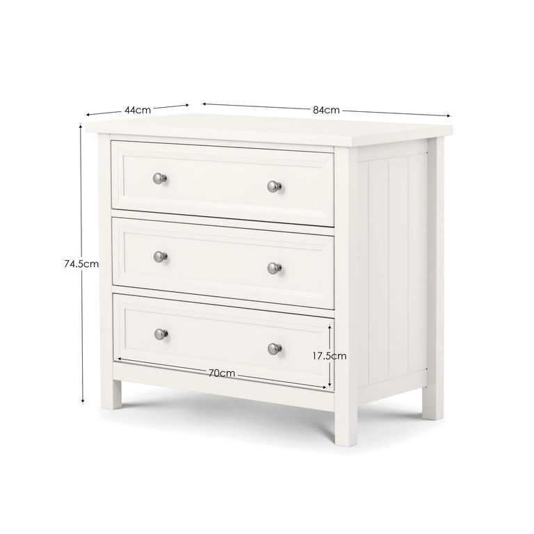 Maine Chest of Drawers - 3 Drawer - Small - White