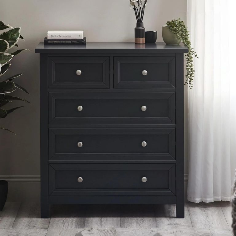 Maine Chest of Drawers - 3+2 Drawer - Black