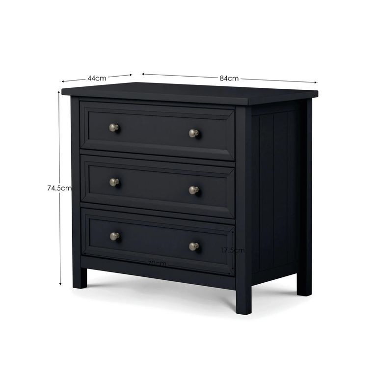 Maine Chest of Drawers - 3 Drawer - Small - Black