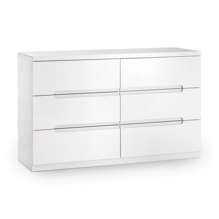 Manhattan Chest of Drawers - 6 Drawer - Wide - White Gloss