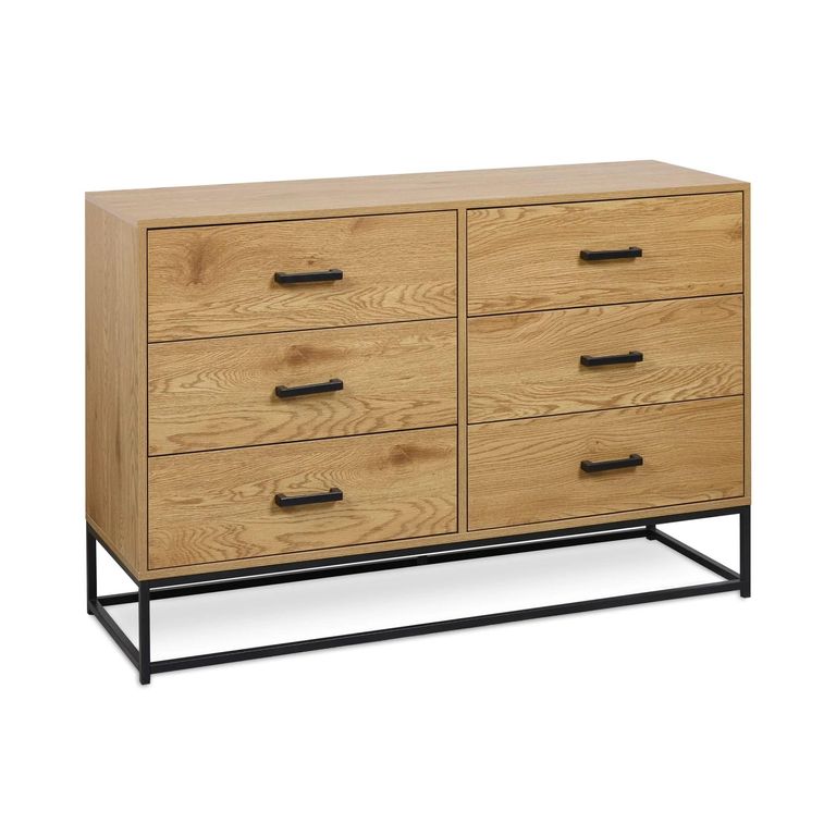 Harlow Light Oak Effect Chest of Drawers - 6 Drawer - Wide