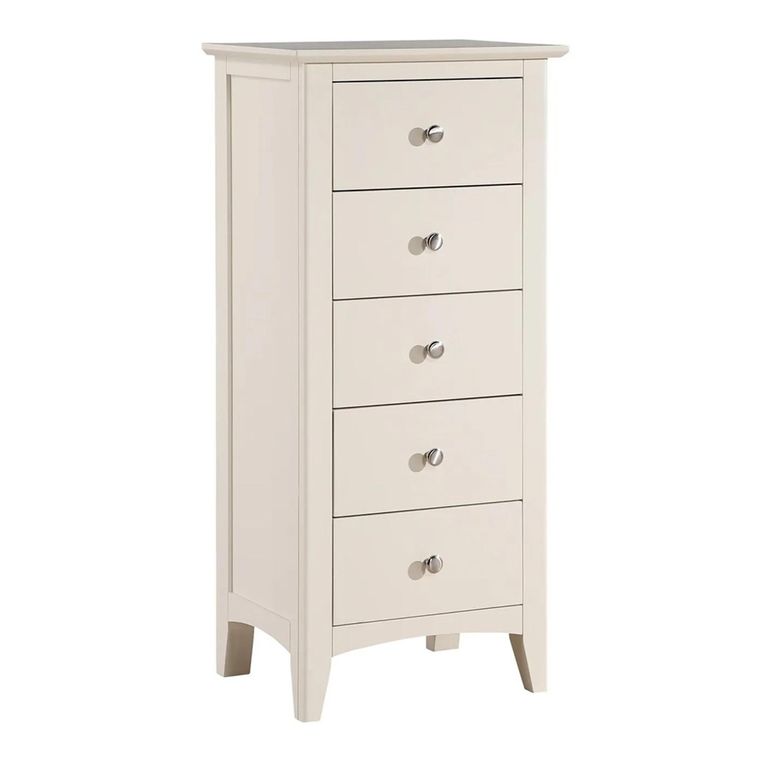 Luciana Tall Chest - 5 Drawer - Ivory Painted