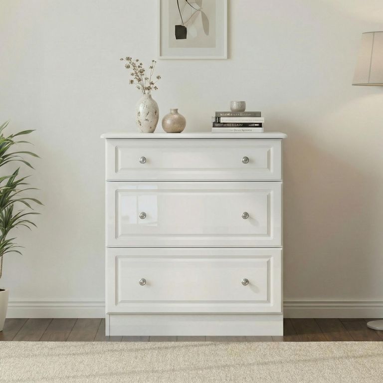 Pembroke White Gloss 3 Drawer Deep Chest