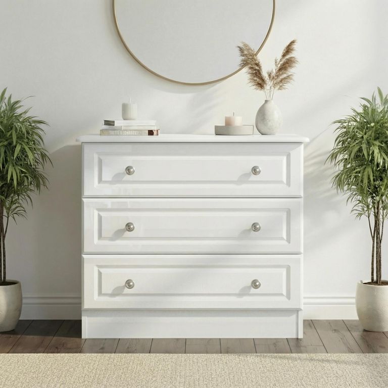 Pembroke White Gloss 3 Drawer Small Chest